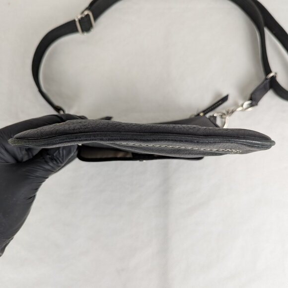 Coach Black Leather Top Zip Crossbody Handbag Purse Snap Pocket - Picture 7 of 11